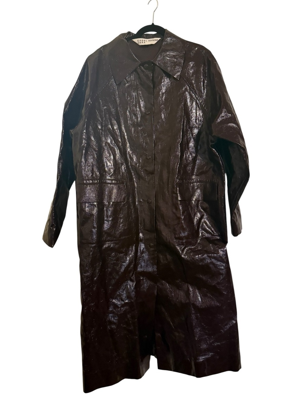 Kassl Editions x Zara Lacquered Long Coat Burgundy Limited Edition Size Large - Picture 4 of 8